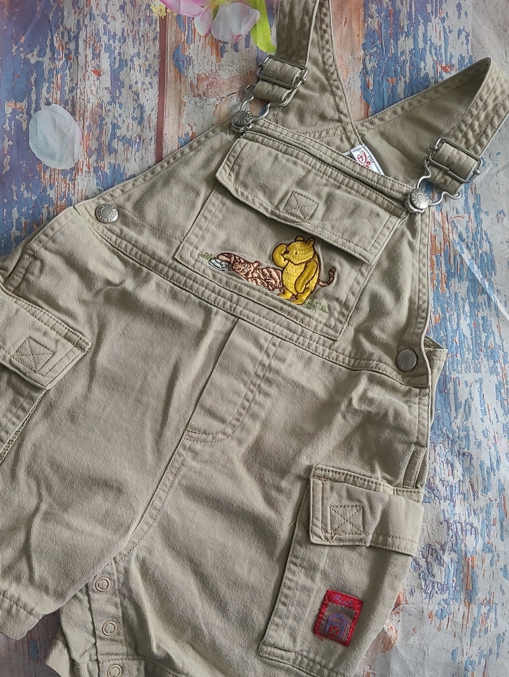 The Disney Store Vintage Khaki Denim Overalls , 24m , Pooh & Tigger